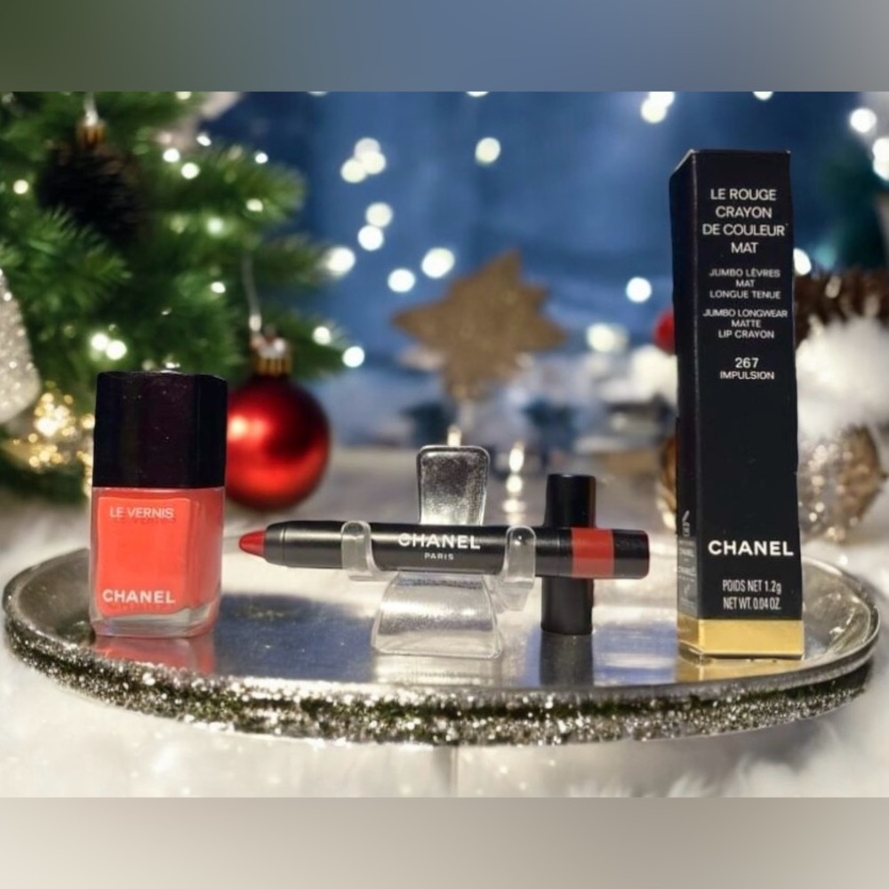 CHANEL LE ROUGE CRAYON JUMBO MATTE LIP 267 IMPULSION + CHANEL LE VERNIS NAIL